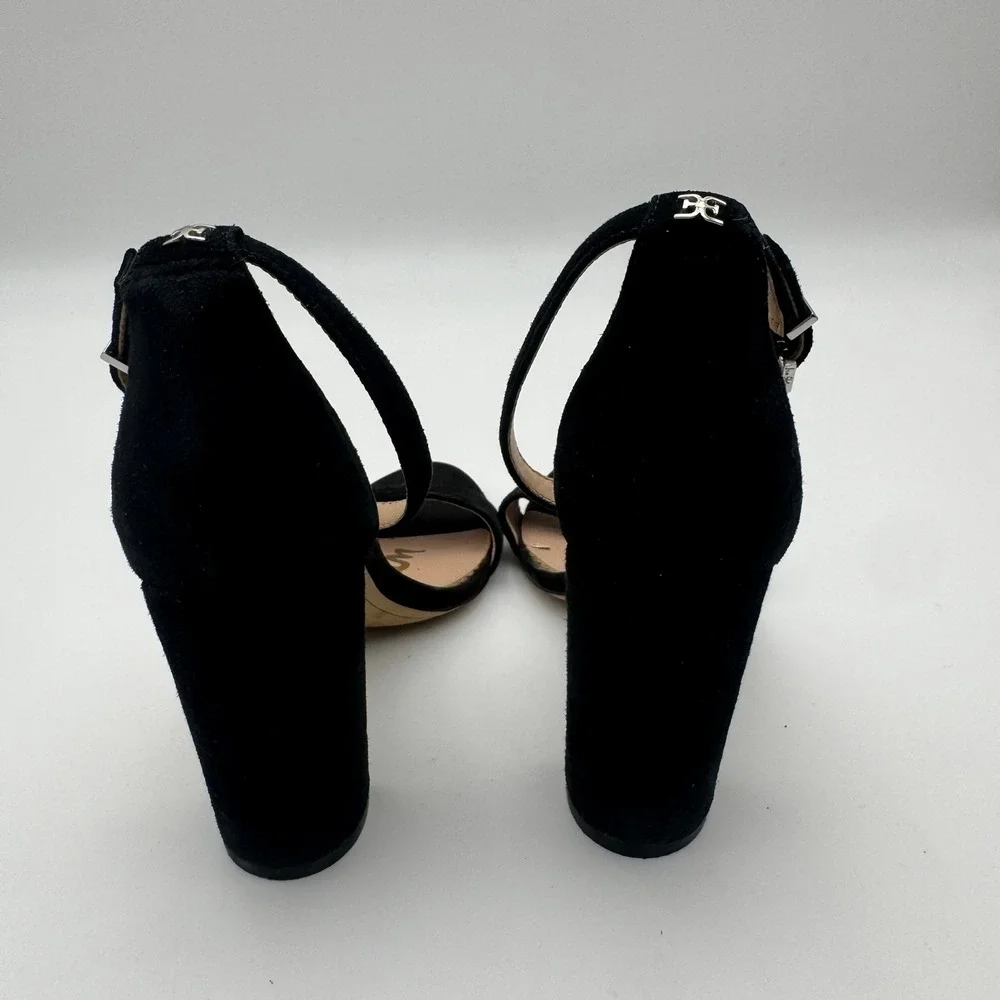 Sam Edelman Yaro Black Suede Block Heel Sandals Womens Size 8M Open Toe Strappy